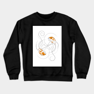 Dancing Koi Fish Yin Yang Line Drawing Crewneck Sweatshirt